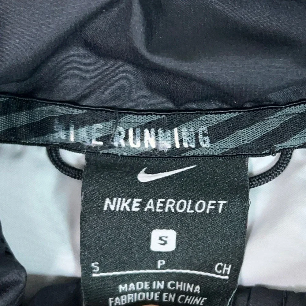 Nike Jacket Womens Small Black Aeroloft Down 800 Running Full Zip Reflective Top